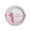 big party big party piatti carta buon primo compleanno d 18 cm cf 8 pz rosa ean 8020834621327