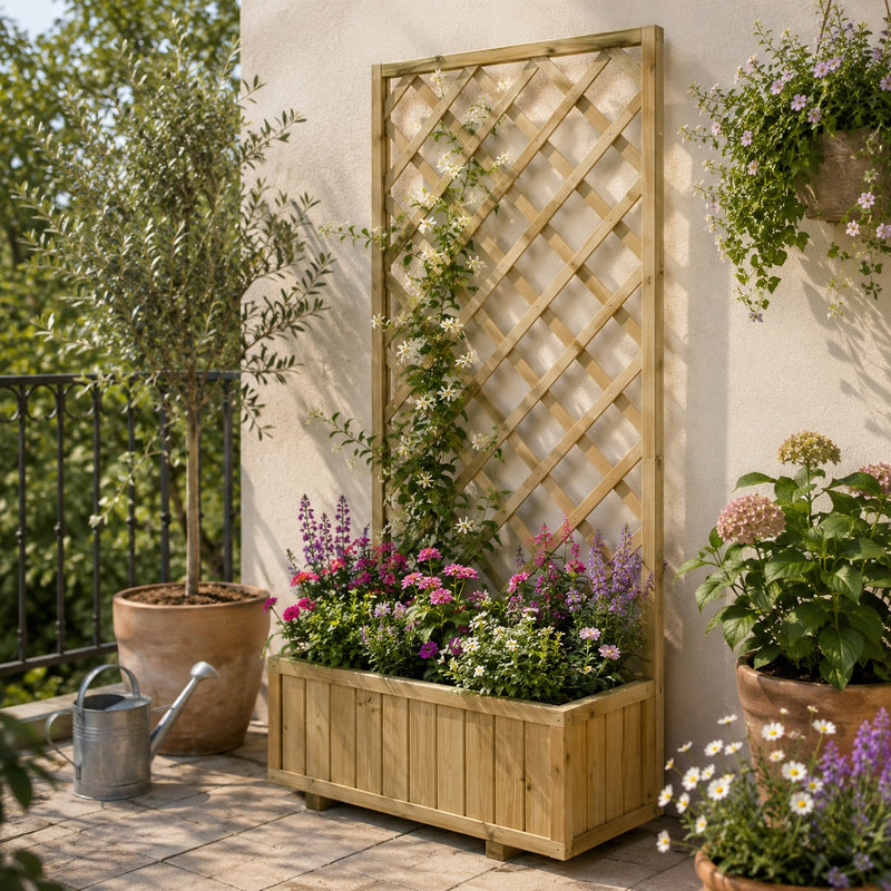L'Arcolaio Blumenkübel Holz Garden mit Spalier 90x30x180cm