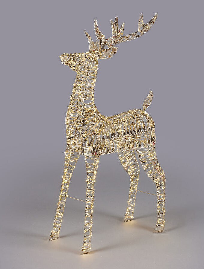 EDG Enzo De Gasperi Decoro Natale Renna Stripes 720 MicroLed H 115 Cm L 64 Cm L 22 Cm Gold