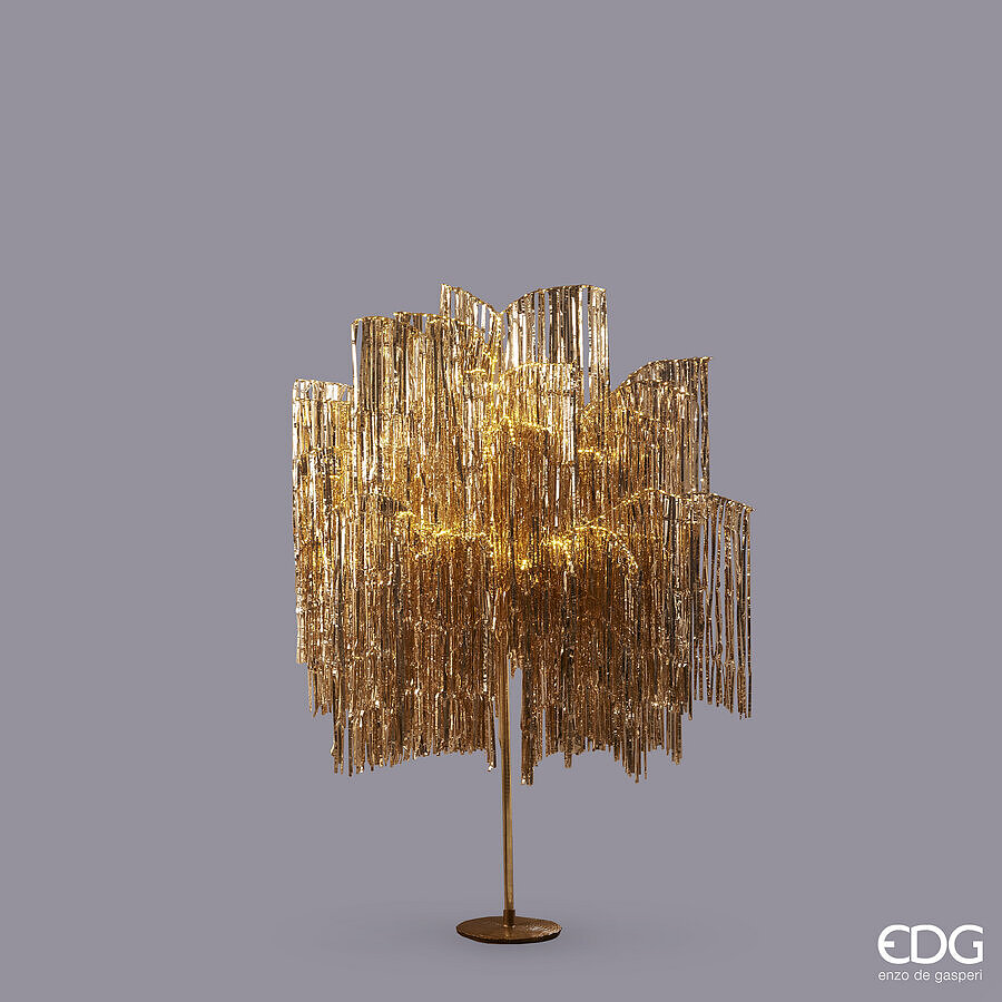 EDG Enzo De Gasperi Weihnachtsbaum LED Fransen 600 Mikroled H 150 cm D 90 cm Champagne