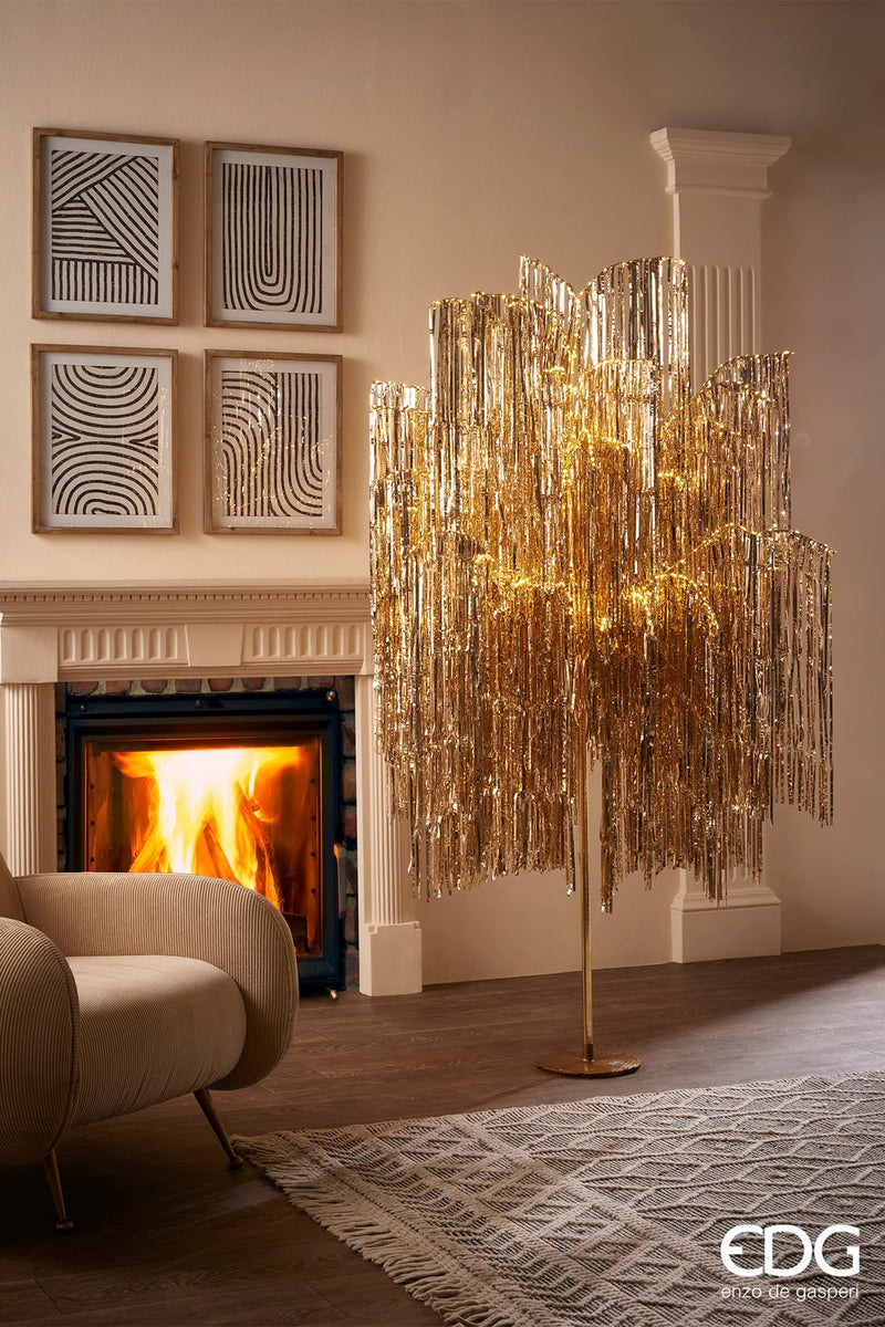 EDG Enzo De Gasperi Weihnachtsbaum LED Fransen 600 Mikroled H 150 cm D 90 cm Champagne