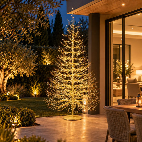 EDG Enzo De Gasperi Weihnachtsbaum Faggio Rich Gold 2690 MicroLED H210 Ø130 cm IP44 – Leuchtender Außenbaum