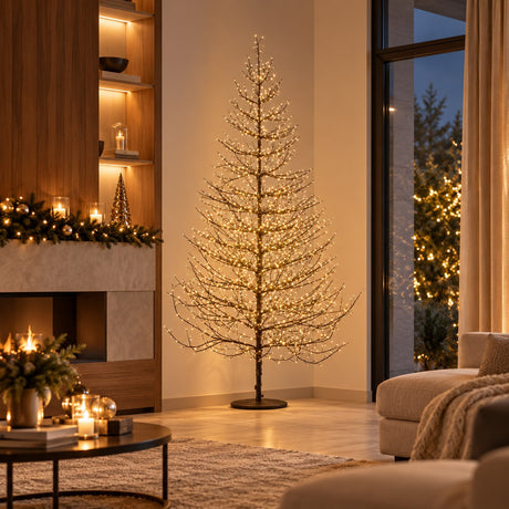 EDG Enzo De Gasperi Weihnachtsbaum Faggio Rich Black 2690 MicroLED H210 Ø130 cm IP44 – Leuchtender Außenbaum