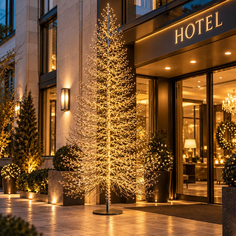 EDG Enzo De Gasperi Weihnachtsbaum Faggio Rich Black 6590 MicroLED H300 Ø180 cm IP44 – Leuchtender Außenbaum