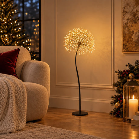 EDG Enzo De Gasperi Decoro Tarassaco Rich Nero 240 MicroLED H90 Ø20 cm IP44 – Leuchtende Weihnachtsdekoration