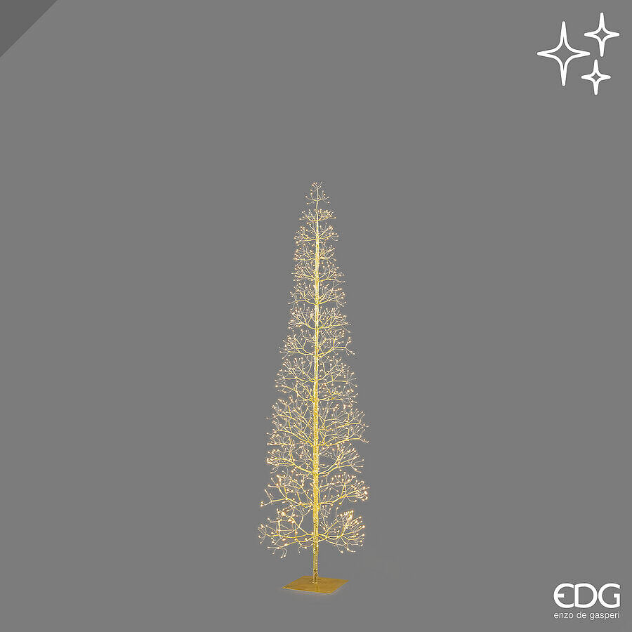 EDG Enzo De Gasperi Albero di Natale Faggio Slim 708 LED H150 cm Oro IP44 – Albero Natalizio Luminoso