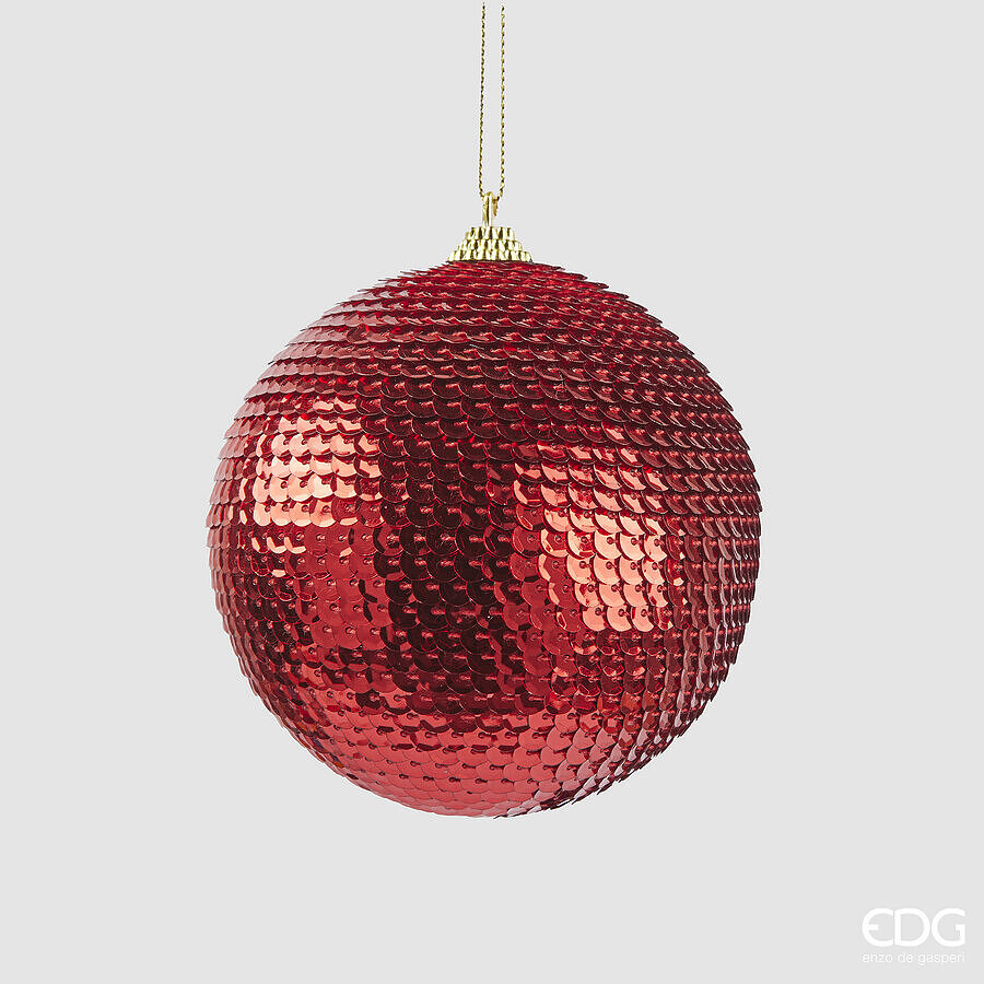 EDG Enzo De Gasperi Weihnachtsdeko Kugel Pailetten D10 Cm Rot