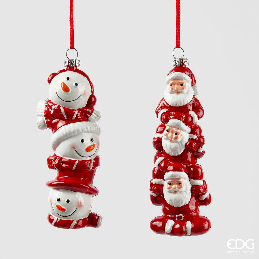 EDG Enzo De Gasperi Weihnachtsdekoration Weihnachtsmann Schneemannfigur H 14,5 cm B 6 cm T 4 cm Weiß Rot 1 Stück