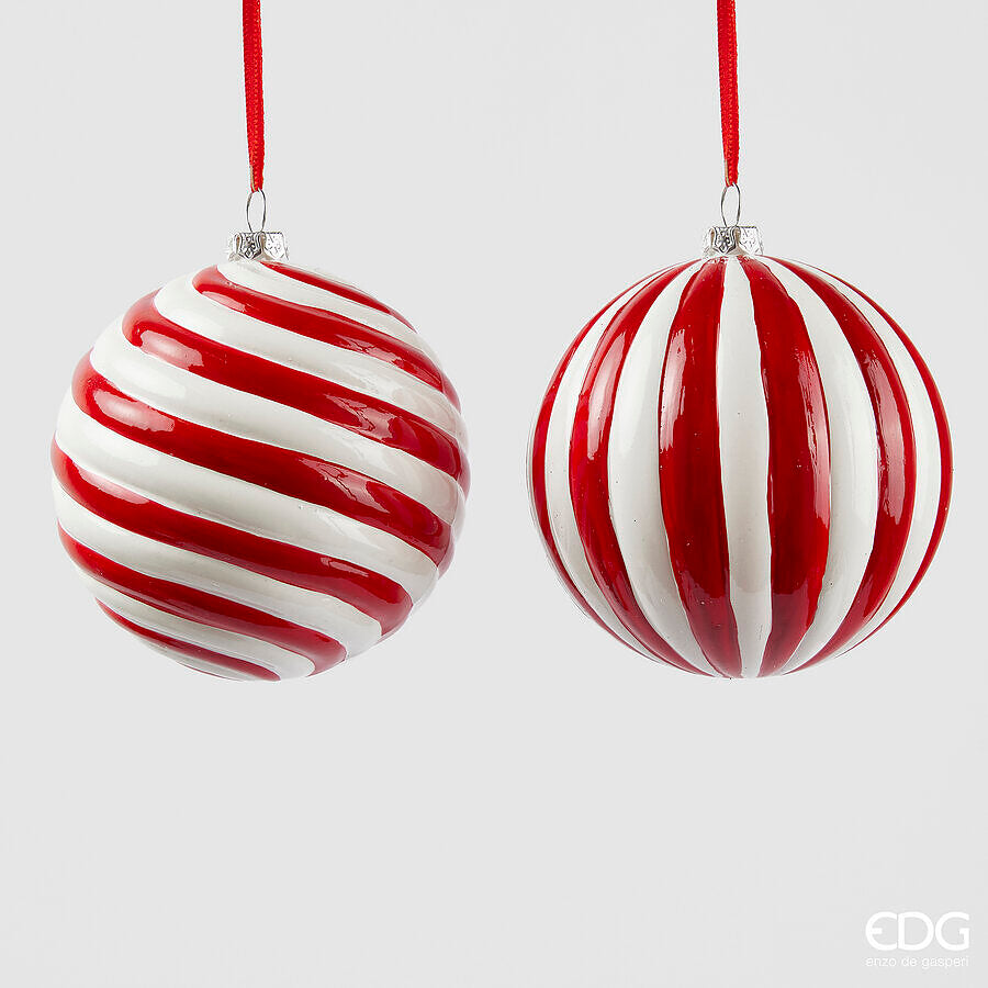 EDG Enzo De Gasperi Weihnachtsdeko Kugel Candy D 10 Cm Weiß Rot 1Stk