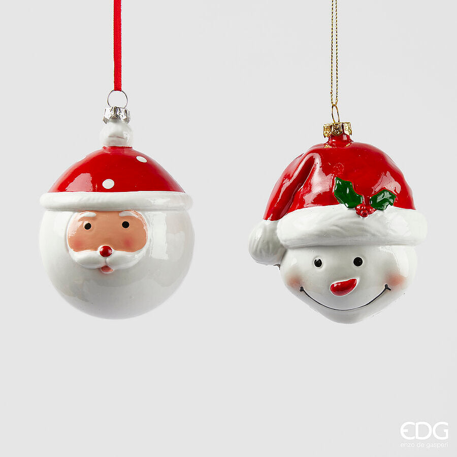 EDG Enzo De Gasperi Weihnachtsdekoration Weihnachtsmann Schneefrau D 10 Cm Weiß Rot 1 Stk