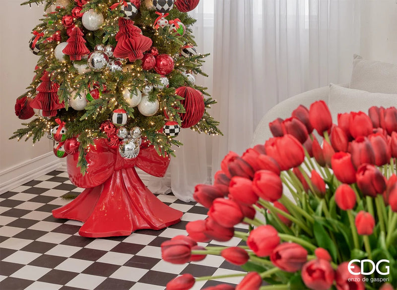 EDG Enzo De Gasperi Baumständer Weihnachtsbaum Fichte Schleife H 57 cm B 50 cm T 50 cm Rot
