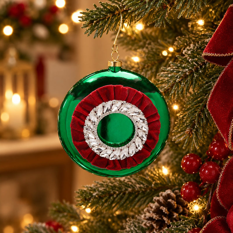 EDG Enzo De Gasperi EDG Medaglione Strass Verde 12 cm - Addobbo Natale