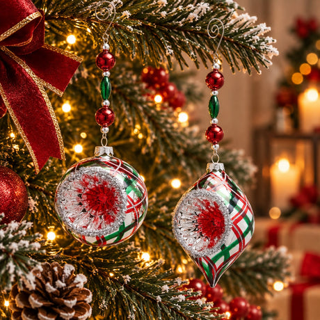 EDG Enzo De Gasperi Weihnachtsschmuck Laterne Spindel Tartan sortiert H8 cm 1 Stk – Baumschmuck für den Weihnachtsbaum