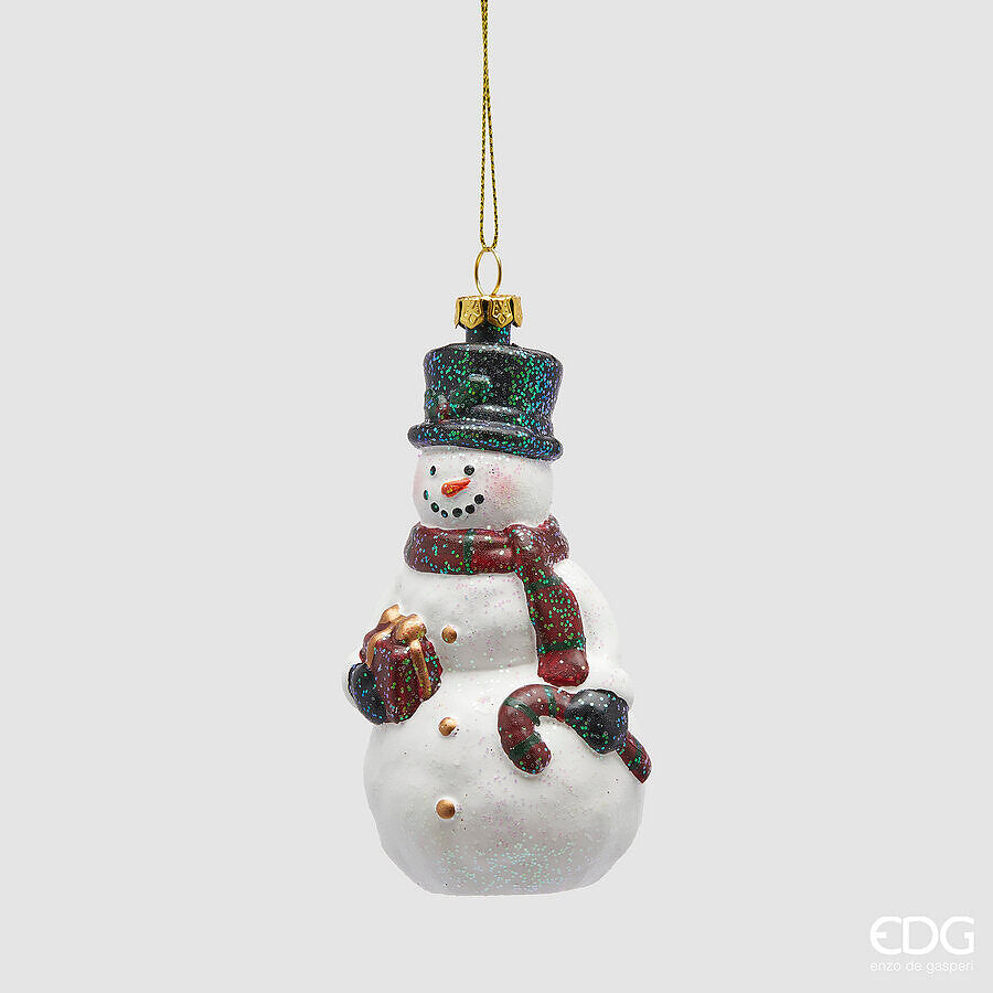 EDG Enzo De Gasperi Addobbo Pupazzo di Neve White H11,5 cm – Decorazione Albero di Natale