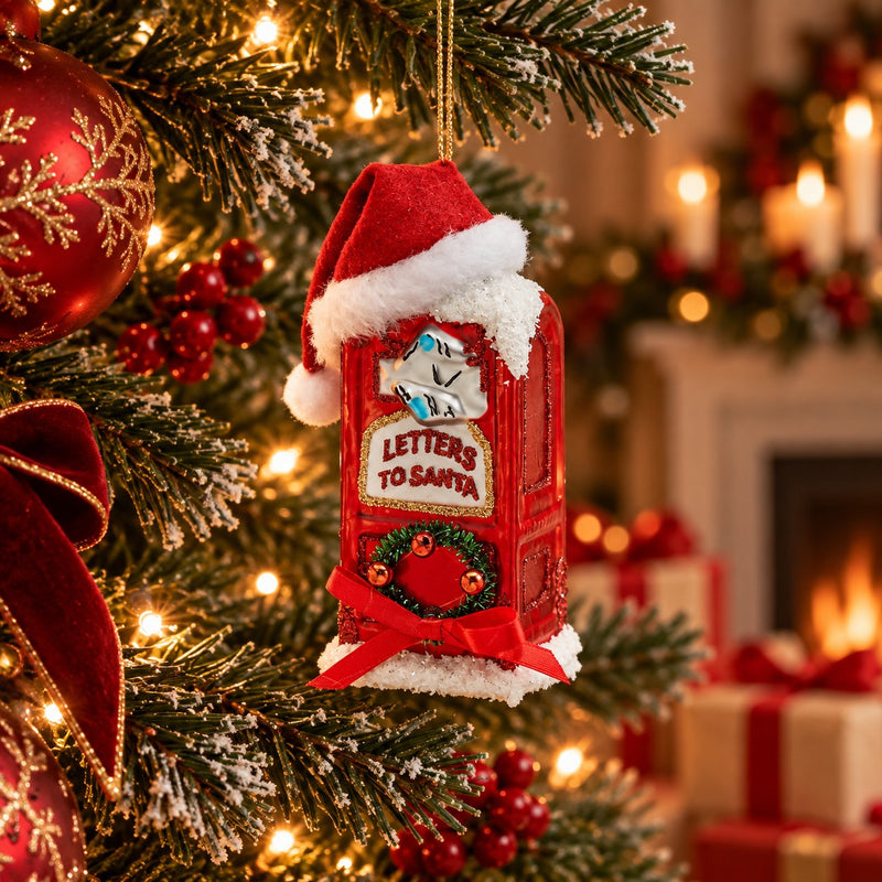 EDG Enzo De Gasperi Weihnachtsdekoration Briefkasten H 12 cm Weiß Rot – Dekoration für Weihnachtsbaum