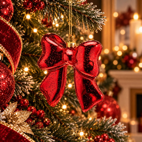 EDG Enzo De Gasperi Rote Schmuckschleife H9,5 cm – Weihnachtsbaumschmuck