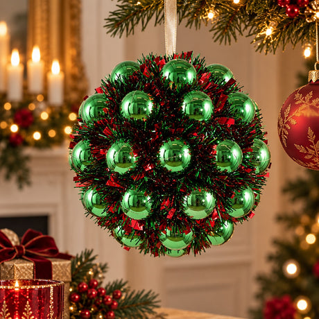EDG Enzo De Gasperi Weihnachtskugel mit Kugeln verziert Ø20 cm Grün – Christbaumschmuck