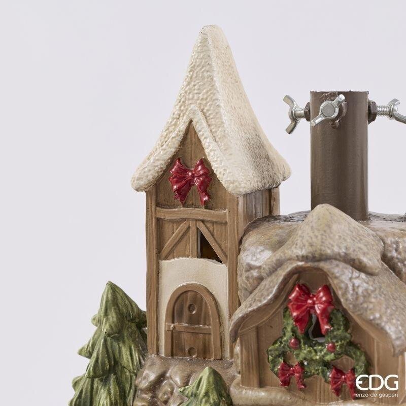 EDG Enzo De Gasperi Base Pino Casetta Bosco LED H59 Ø60 cm Marrone – Decorazione Natalizia Luminosa