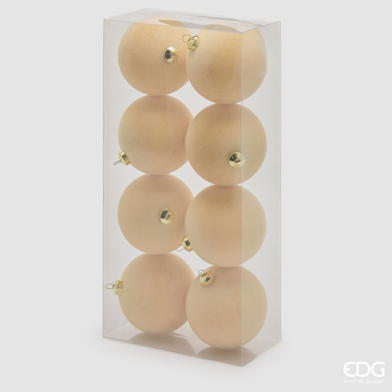 EDG Enzo De Gasperi Weihnachtskugeln Velours Cream Ø8 cm – Set 8 Stk.