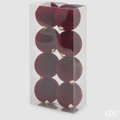 EDG Enzo De Gasperi Weihnachtskugeln aus Samt Burgund Ø8 cm – Set 8 Stk.