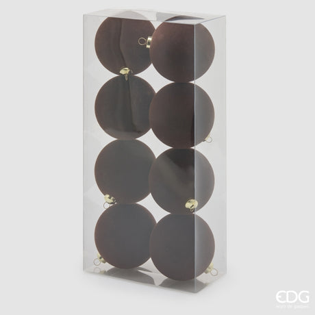 EDG Enzo De Gasperi Weihnachtskugeln aus Samt Dark Brown Ø8 cm – Set 8 Stk.