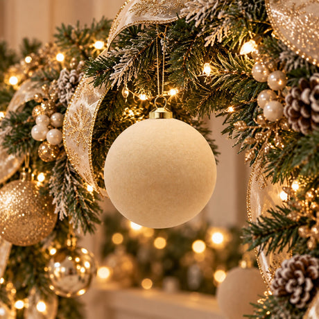 EDG Enzo De Gasperi Weihnachtskugeln Velours Cream Ø8 cm – Set 8 Stk.