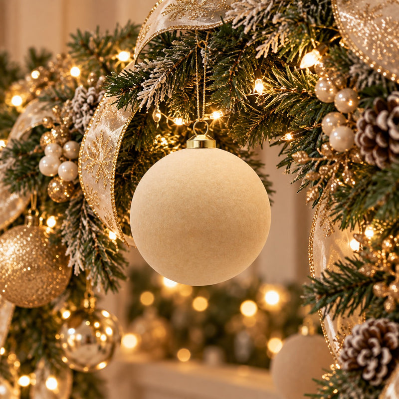 EDG Enzo De Gasperi Weihnachtskugeln Velours Cream Ø8 cm – Set 8 Stk.