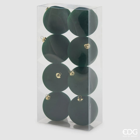 EDG Enzo De Gasperi Weihnachtskugeln aus Samt Dark Green Ø8 cm – Set 8 Stk.
