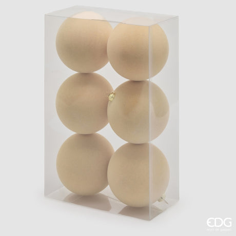 EDG Enzo De Gasperi Weihnachtskugeln aus Samt Cream Ø10 cm – Set 6 Stk.