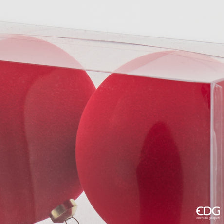 EDG Enzo De Gasperi Weihnachtskugeln aus Samt Rot Ø10 cm – Set 6 Stk.