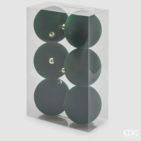EDG Enzo De Gasperi Christbaumkugeln aus Samt Dunkelgrün Ø10 cm – Set 6 Stk.