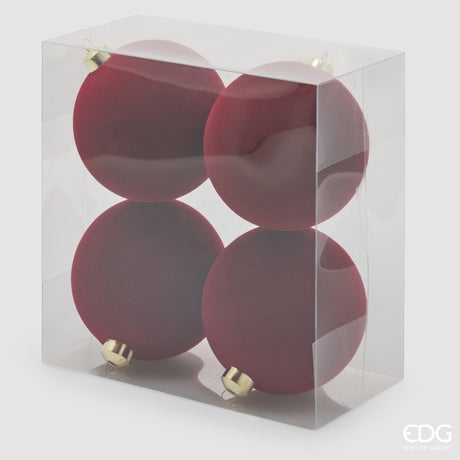 EDG Enzo De Gasperi Weihnachtskugeln Samtstoff Bordeaux Ø12 cm – Set 4 Stk.