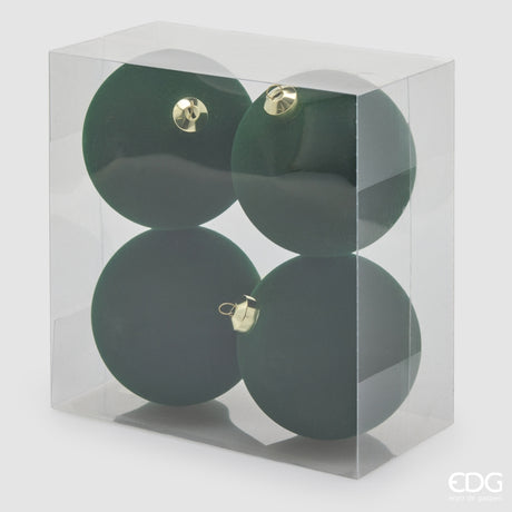 EDG Enzo De Gasperi Weihnachtskugeln aus Samt Dunkelgrün Ø12 cm – Set 4 Stk.