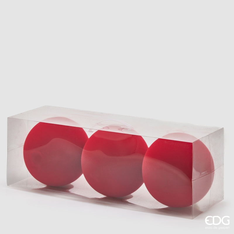 EDG Enzo De Gasperi Weihnachtskugeln in rotem Samt Ø20 cm – Set 3 Stk.