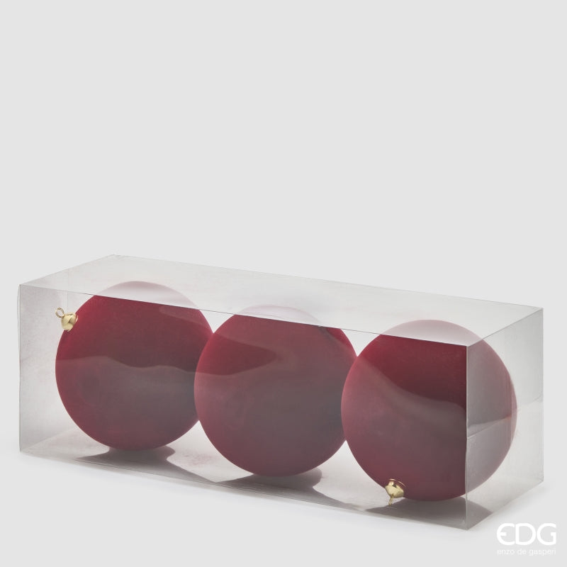 EDG Enzo De Gasperi Weihnachtskugeln aus Samt Burgund Ø20 cm – Set 3 Stk.