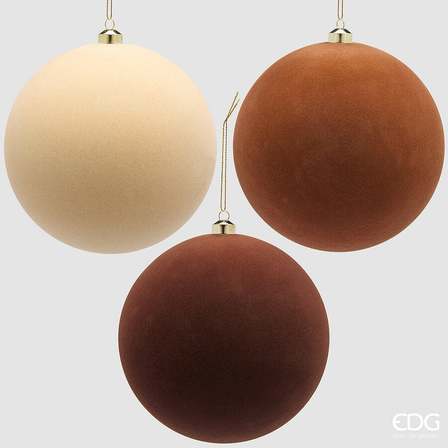EDG Enzo De Gasperi Weihnachtskugeln aus Samt Brown Mix Ø20 cm – Set 3 Stk.