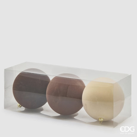 EDG Enzo De Gasperi Weihnachtskugeln aus Samt Brown Mix Ø20 cm – Set 3 Stk.