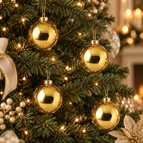 EDG Enzo De Gasperi Pallina di Natale di Vetro Gold diametro 8 cm, confezione da 4 pezzi