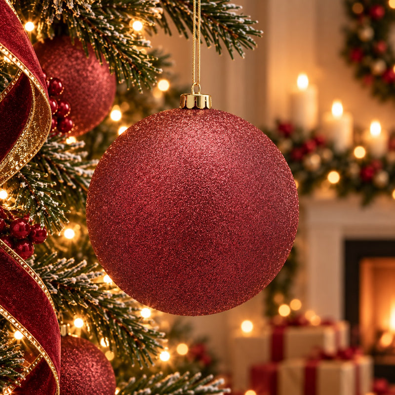 EDG Enzo De Gasperi Weihnachtskugel Glitter Burgunderrot Ø20 cm – Weihnachtsdeko