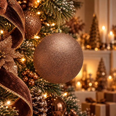 EDG Enzo De Gasperi Weihnachtskugel Glitter Braun Ø20 cm – Weihnachtsdeko