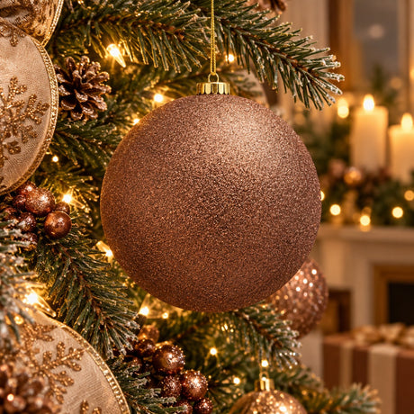EDG Enzo De Gasperi Weihnachtskugel Glitter Braun Ø25 cm – Weihnachtsdeko