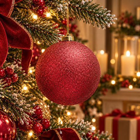 EDG Enzo De Gasperi Weihnachtskugel Glitter Burgundy Ø15 cm – Weihnachtsdekoration