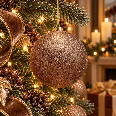 EDG Enzo De Gasperi Weihnachtskugel Glitter Braun Ø15 cm – Weihnachtsdeko