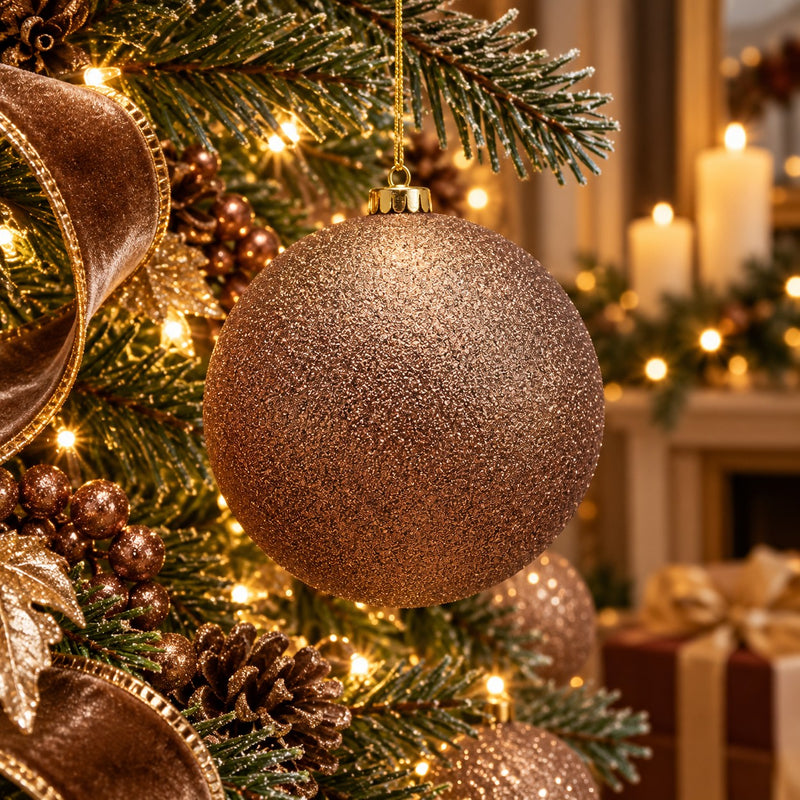 EDG Enzo De Gasperi Weihnachtskugel Glitter Braun Ø15 cm – Weihnachtsdeko