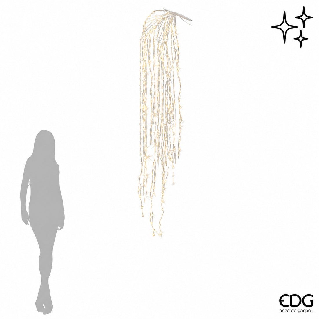 EDG Enzo De Gasperi Weihnachtskaskade mit LED 40 Drähte 1.120 Lichter L 240 cm Kabel 10 m Elfenbein