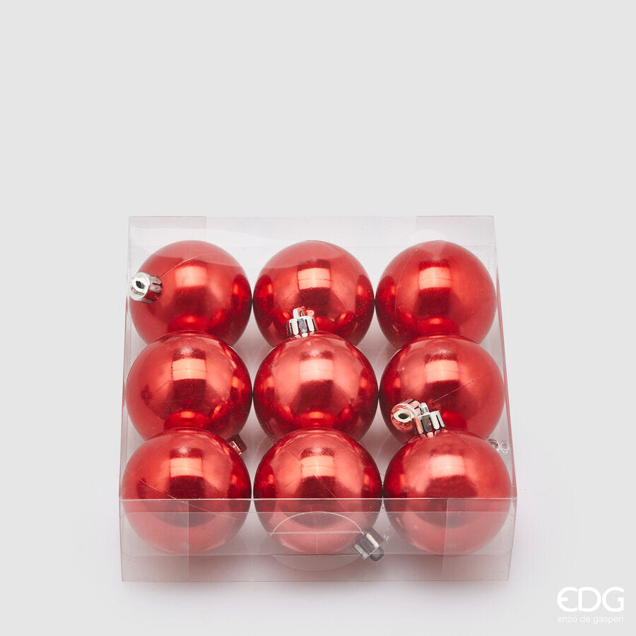 EDG Enzo De Gasperi Weihnachtskugeln Rot Perlglanz Ø6 cm – Set 9 Stk.