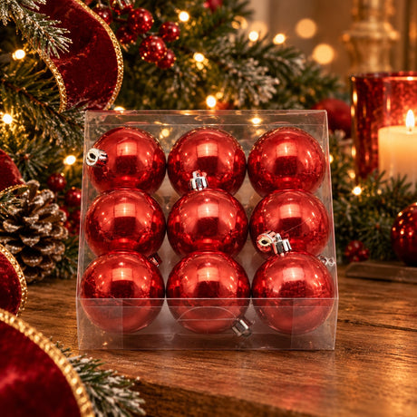 EDG Enzo De Gasperi Weihnachtskugeln Rot Perlglanz Ø6 cm – Set 9 Stk.