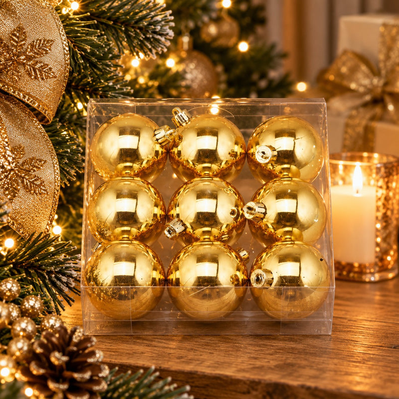 EDG Enzo De Gasperi Glänzende Weihnachtskugeln Gold – Set 9 Stk.