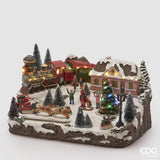 EDG Enzo De Gasperi Bahnhof mit LED Weihnachten H 24 Cm 38 x 27 Cm Mehrfarbig