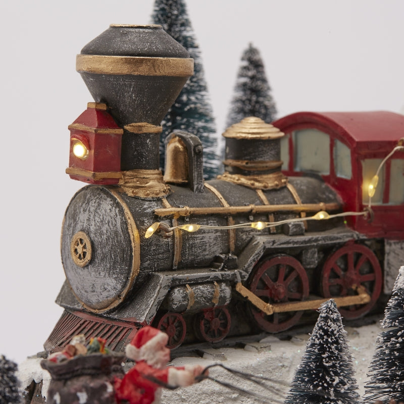 EDG Enzo De Gasperi Bahnhof mit LED Weihnachten H 24 Cm 38 x 27 Cm Mehrfarbig